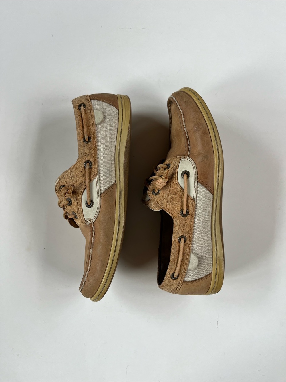 Sperry Songfish Cork Tan Boat Shoes, Size 9.5
